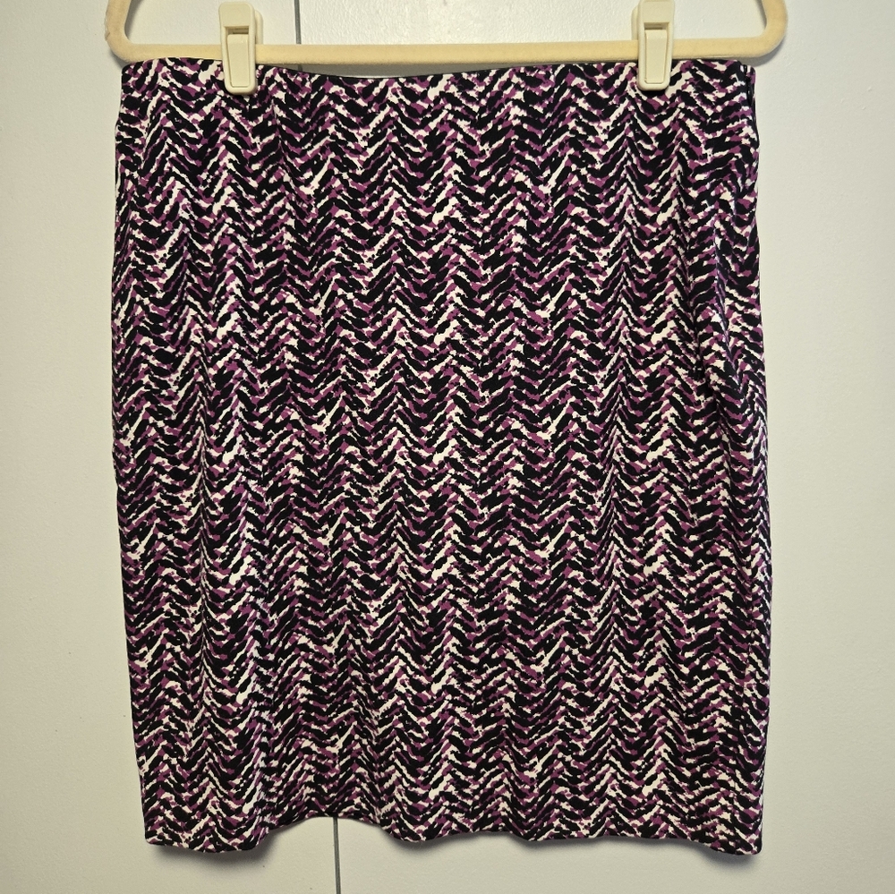 Ann Taylor Purple and White Knee-Length Pencil Skirt